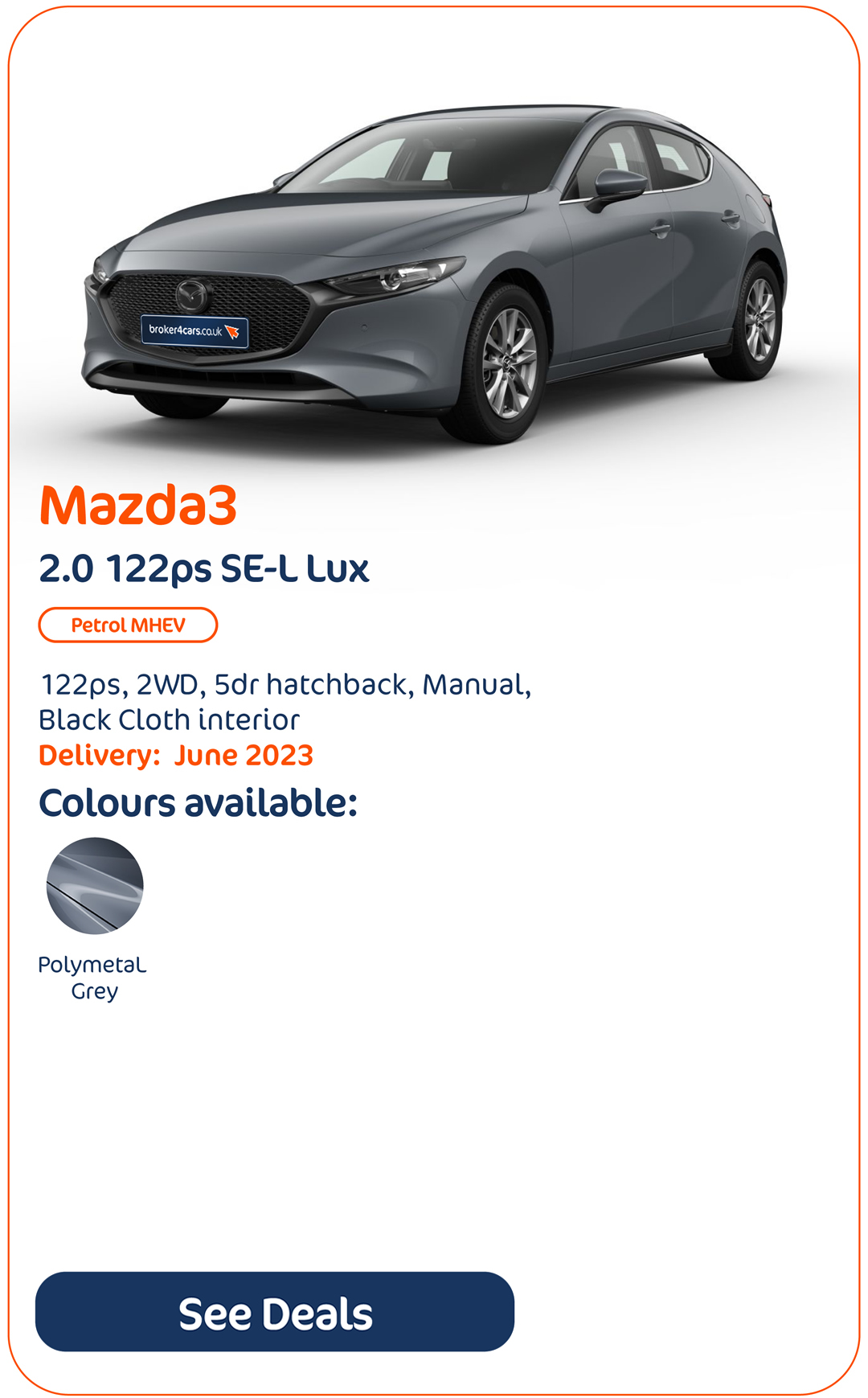 Mazda3 2.0 122ps SE-L Lux - Click to Enquire